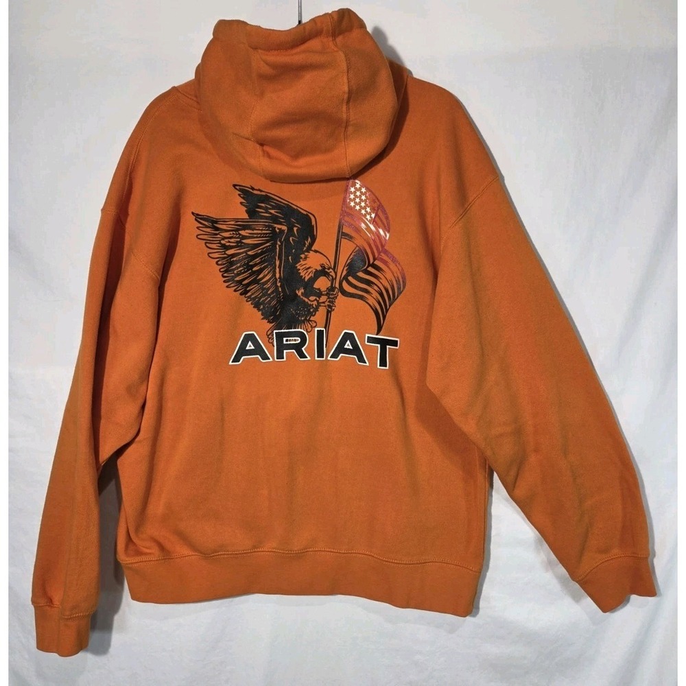 Ariat Free‎ Bird Flag Hoodie Sweatshirt Harvest Large Pumpkin Orange Pullover